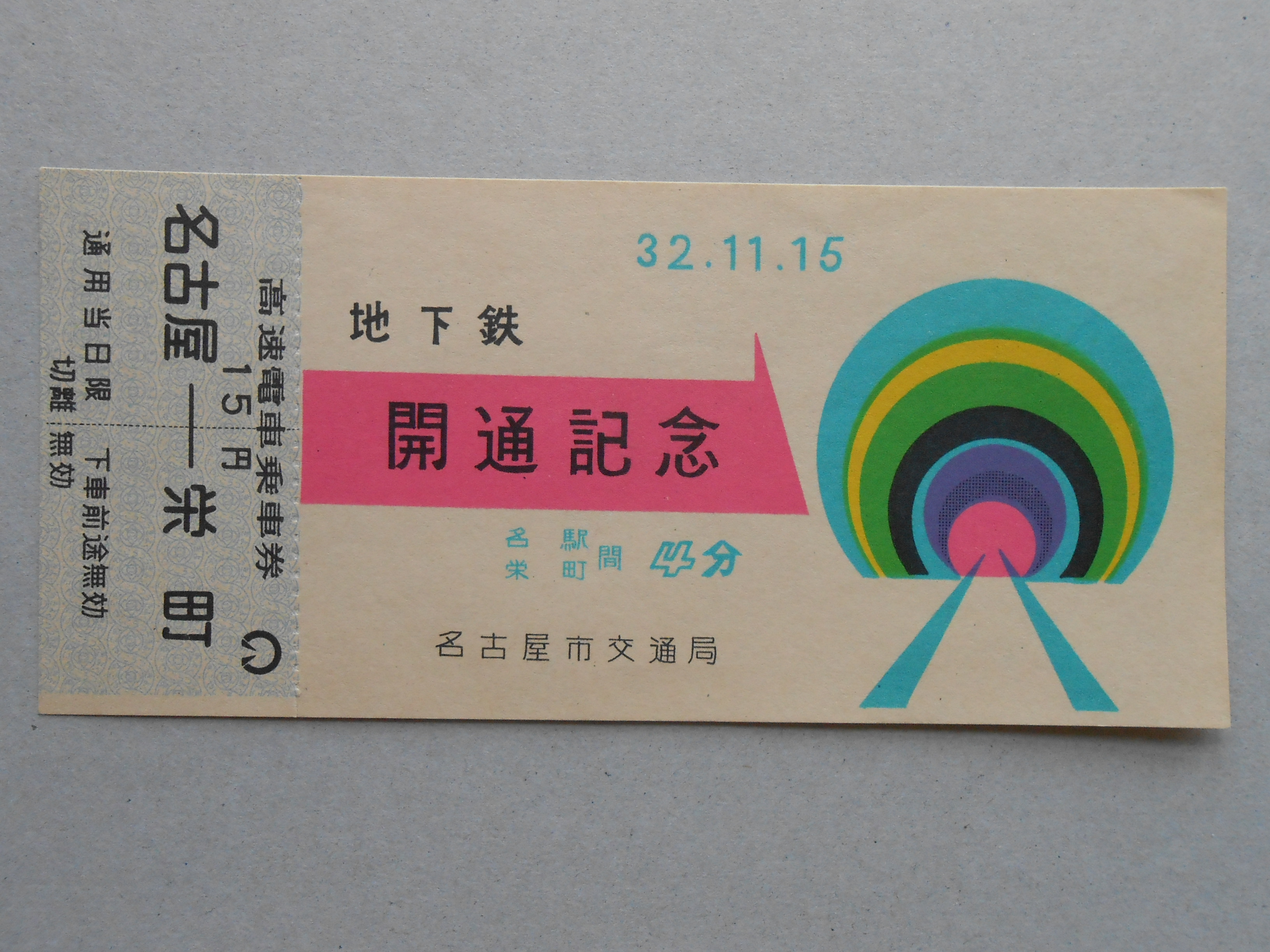 名古屋地下鉄開通記念高速電車乗車券